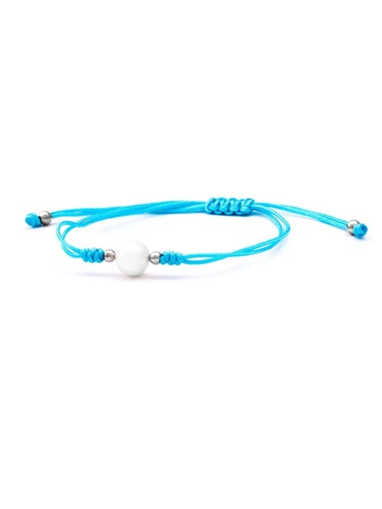 Beneto Exclusive Bracciale Kabbalah in pizzo blu con vera perla AGB567 donna