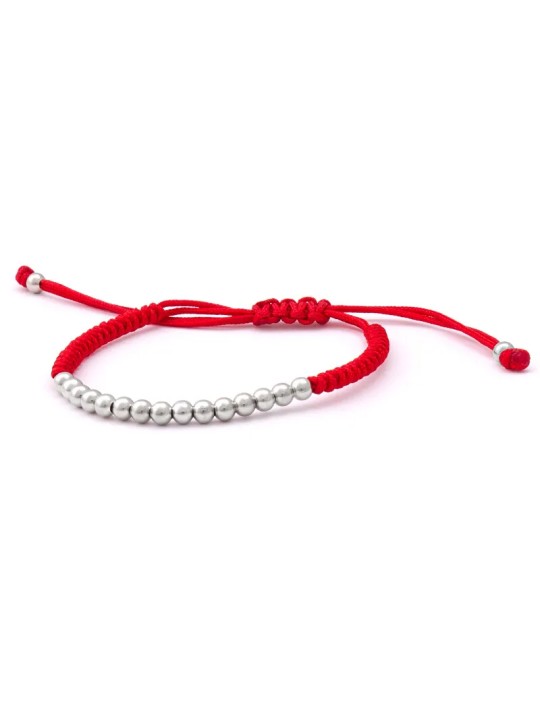 Beneto Exclusive Bracciale kabala con cordino rosso e perline d'argento AGB574 donna