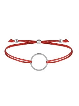 Troli Bracciale con cordino e anello rosso/acciaio donna