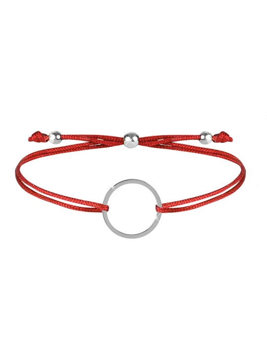 Troli Bracciale con cordino e anello rosso/acciaio donna
