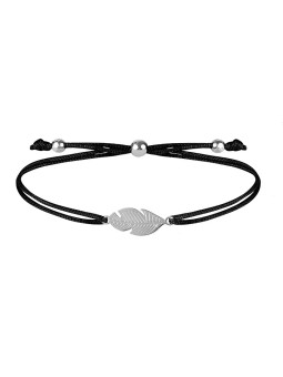 Troli Bracciale in corda con piuma nero/acciaio donna