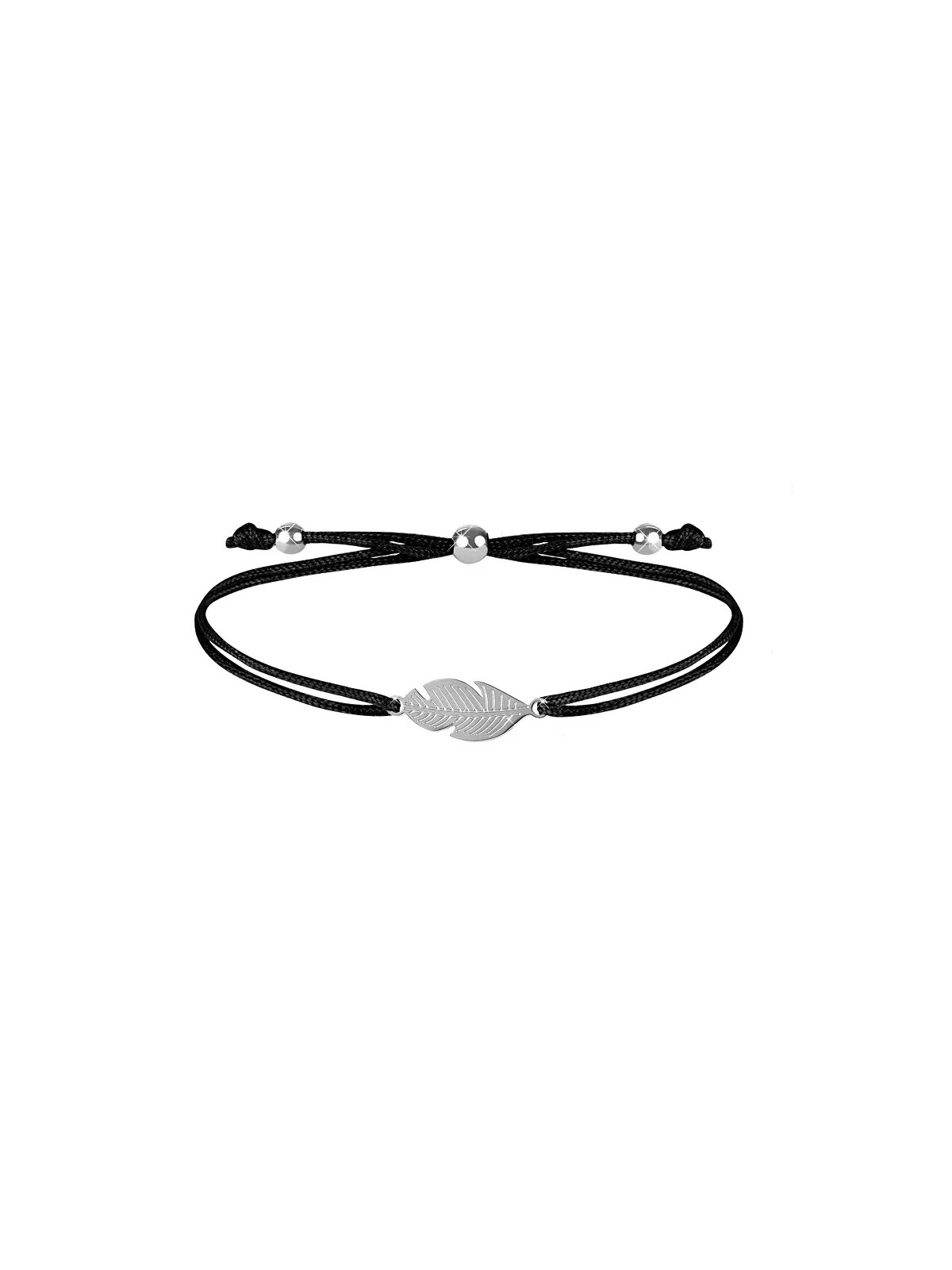 Troli Bracciale in corda con piuma nero/acciaio donna