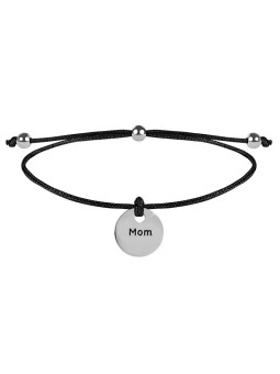 Troli Bracciale con cordino Mamma Nero / Acciaio donna