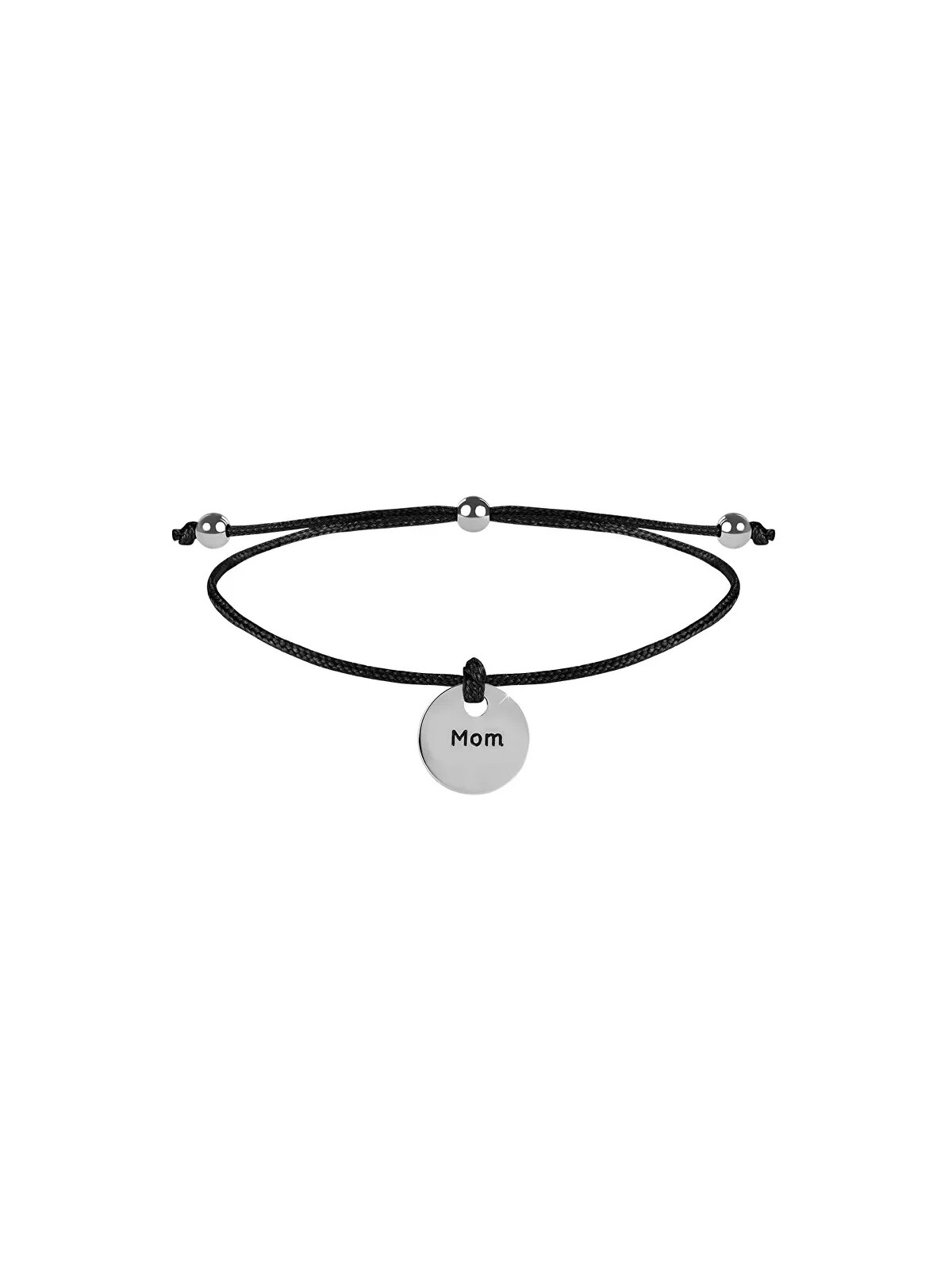 Troli Bracciale con cordino Mamma Nero / Acciaio donna