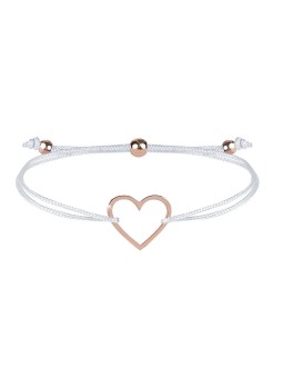 Troli Bracciale cordoncino con cuore bianco/bronzo donna