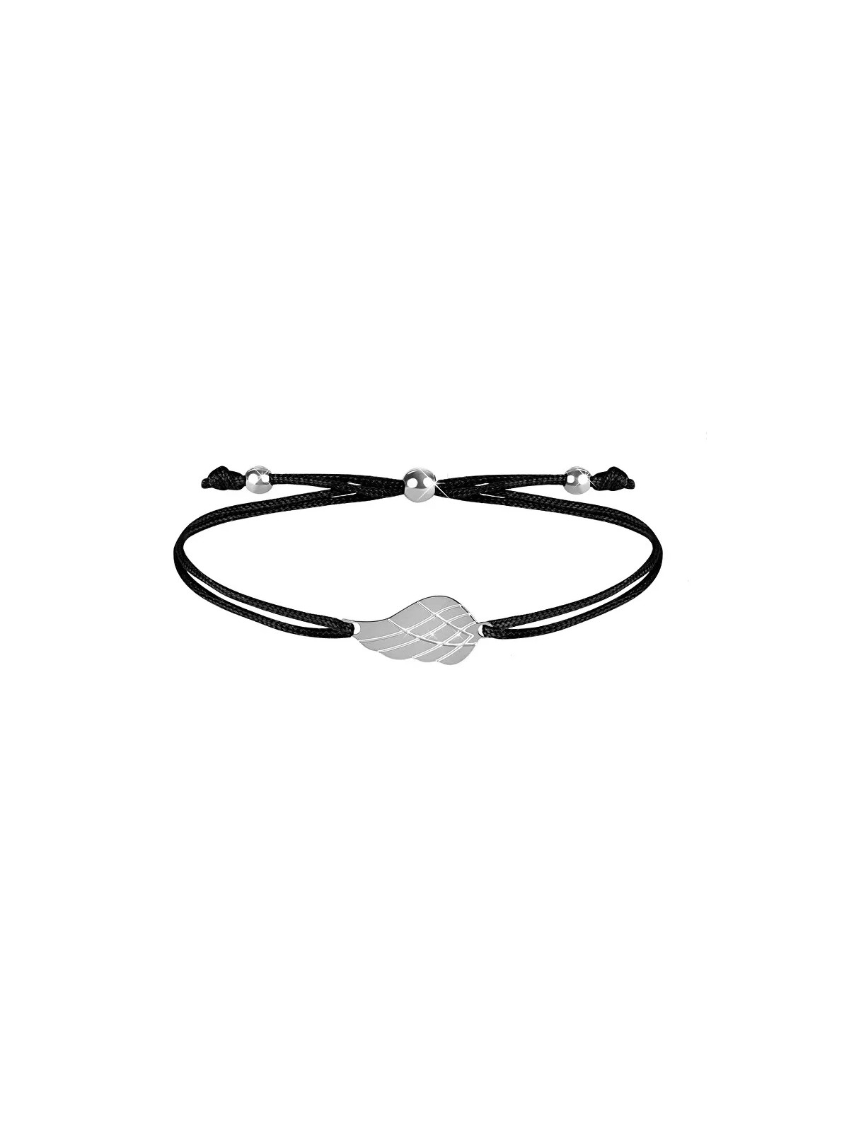 Troli Bracciale con cordino e ala d'angelo nero/acciaio donna
