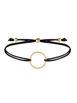 Troli Bracciale con cordino e anello nero/oro da donna