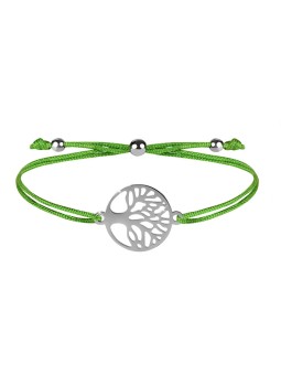 Troli Bracciale con corda e albero della vita verde/acciaio donna
