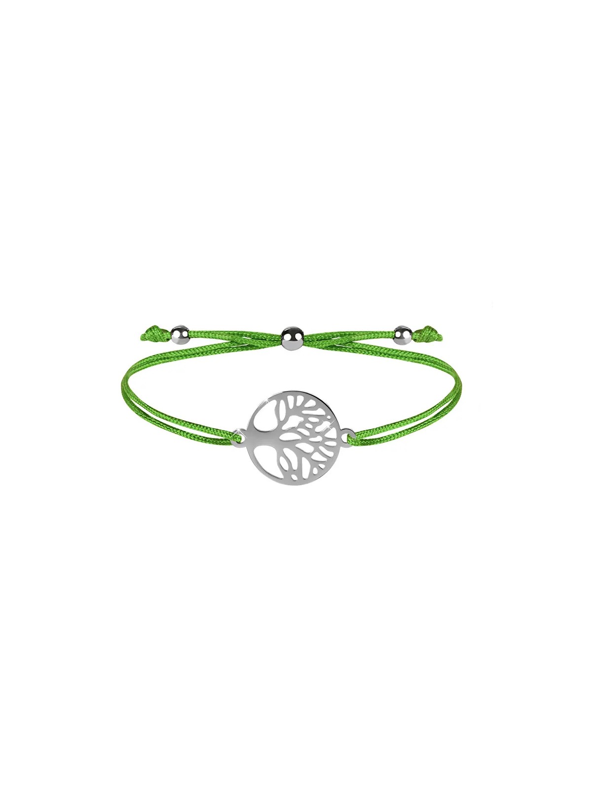 Troli Bracciale con corda e albero della vita verde/acciaio donna