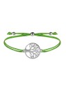 Troli Bracciale con corda e albero della vita verde/acciaio donna