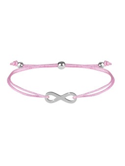 Troli Braccialetto con cordino infinito rosa/acciaio donna