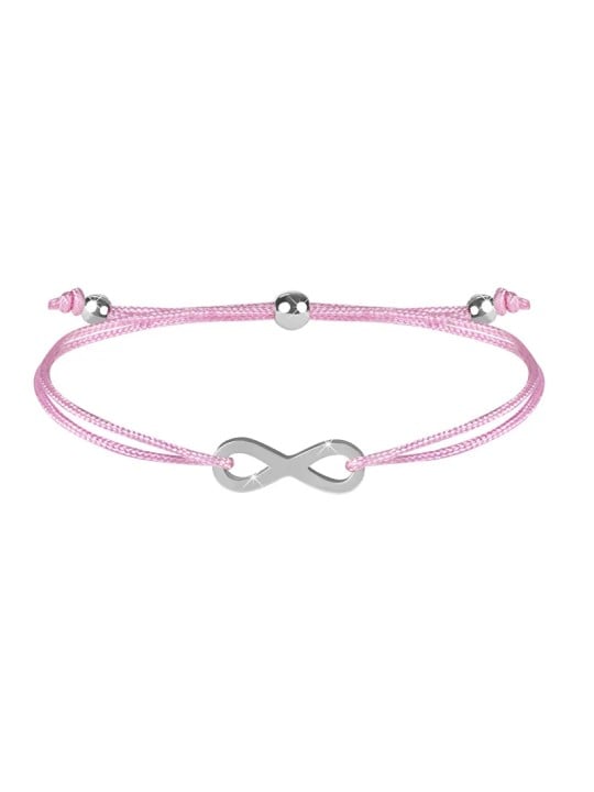 Troli Braccialetto con cordino infinito rosa/acciaio donna
