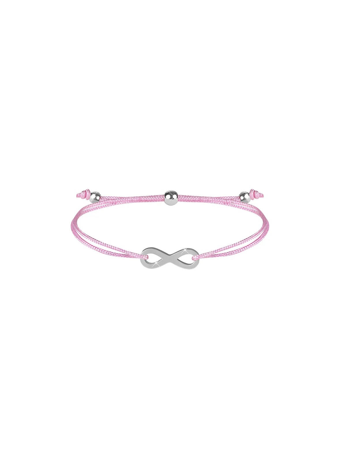 Troli Braccialetto con cordino infinito rosa/acciaio donna