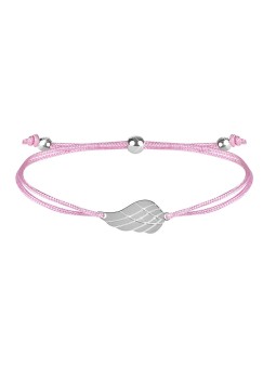 Troli Bracciale con cordino e ala d'angelo rosa/acciaio donna