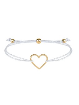 Troli Bracciale cordoncino con cuore bianco/oro donna