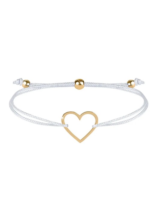 Troli Bracciale cordoncino con cuore bianco/oro donna