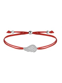 Troli Bracciale con cordino e ala d'angelo rosso/acciaio donna