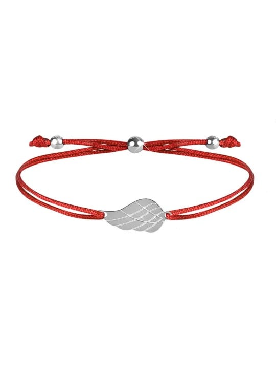Troli Bracciale con cordino e ala d'angelo rosso/acciaio donna