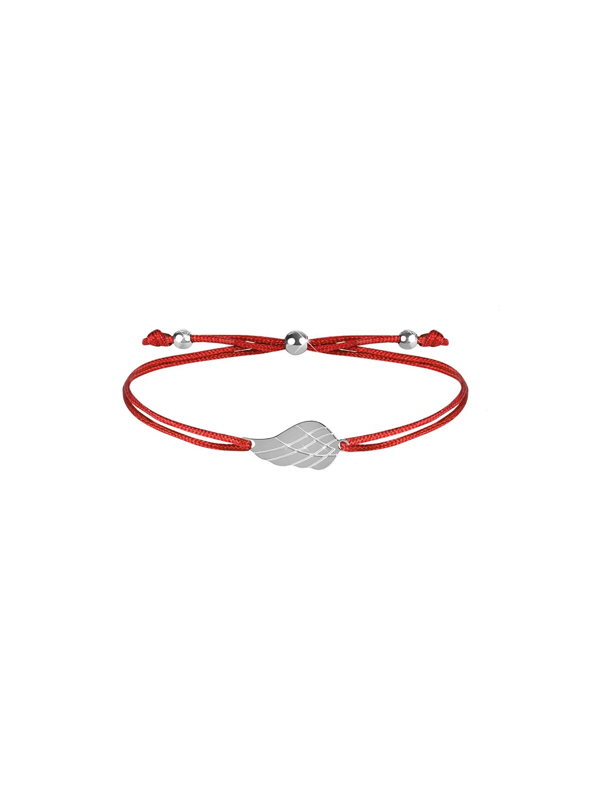 Troli Bracciale con cordino e ala d'angelo rosso/acciaio donna