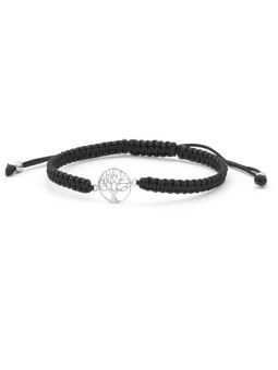 Beneto Exclusive Bracciale cabalistico nero con corda Albero della Vita AGB535 donna