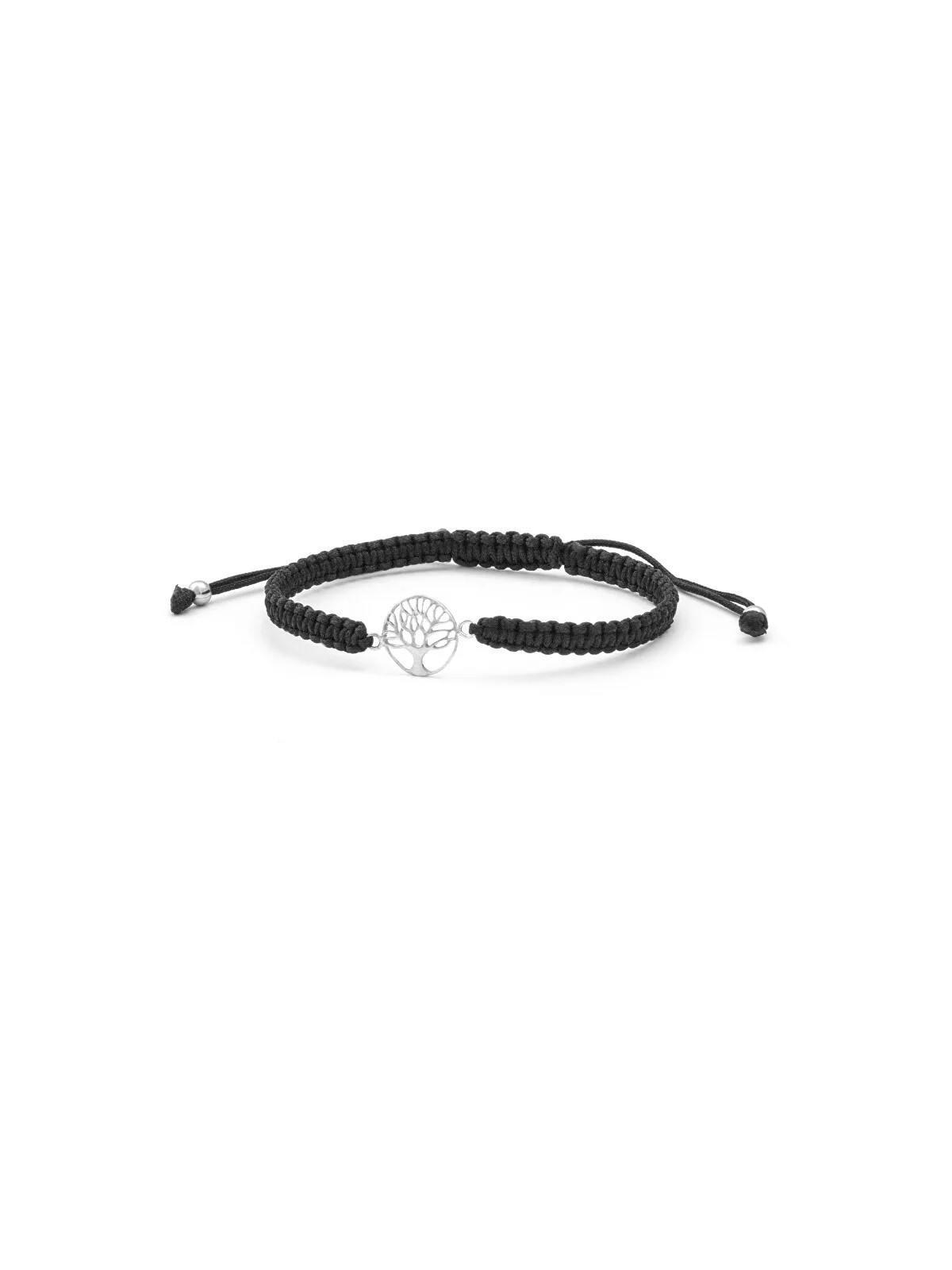 Beneto Exclusive Bracciale cabalistico nero con corda Albero della Vita AGB535 donna