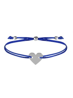 Troli Bracciale cordoncino con cuore blu/acciaio donna
