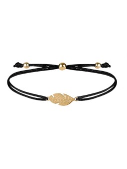 Troli Bracciale con cordoncino e piuma nero/oro donna