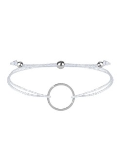 Troli Bracciale cordoncino con anello bianco/acciaio donna