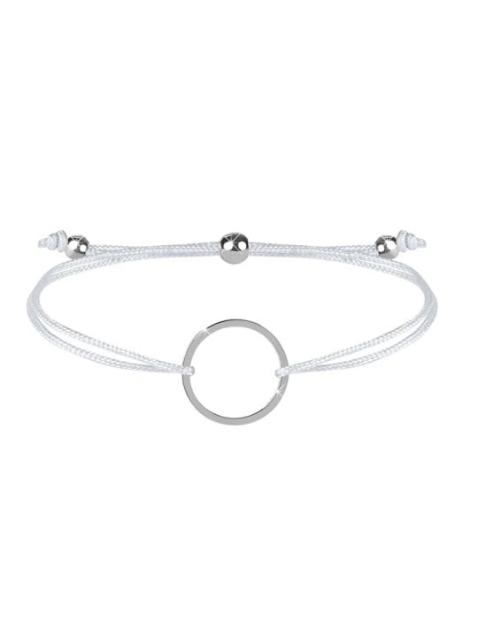 Troli Bracciale cordoncino con anello bianco/acciaio donna