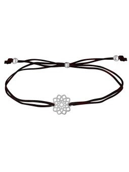 Troli Bracciale con cordino e mandala nero/acciaio donna