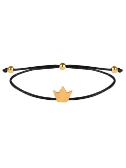 Troli Bracciale con cordino nero/corona oro donna