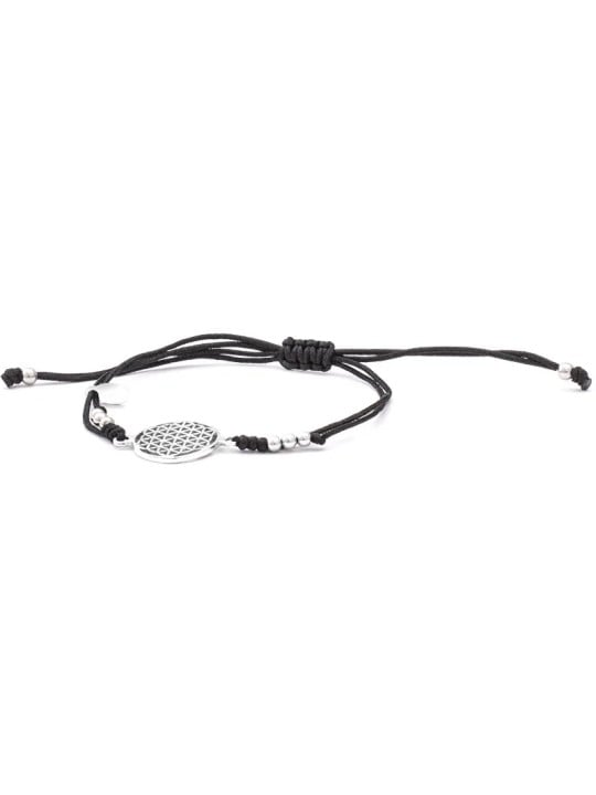 Beneto Exclusive Elegante braccialetto Kabala con cordino nero Mandala AGB560 unisex