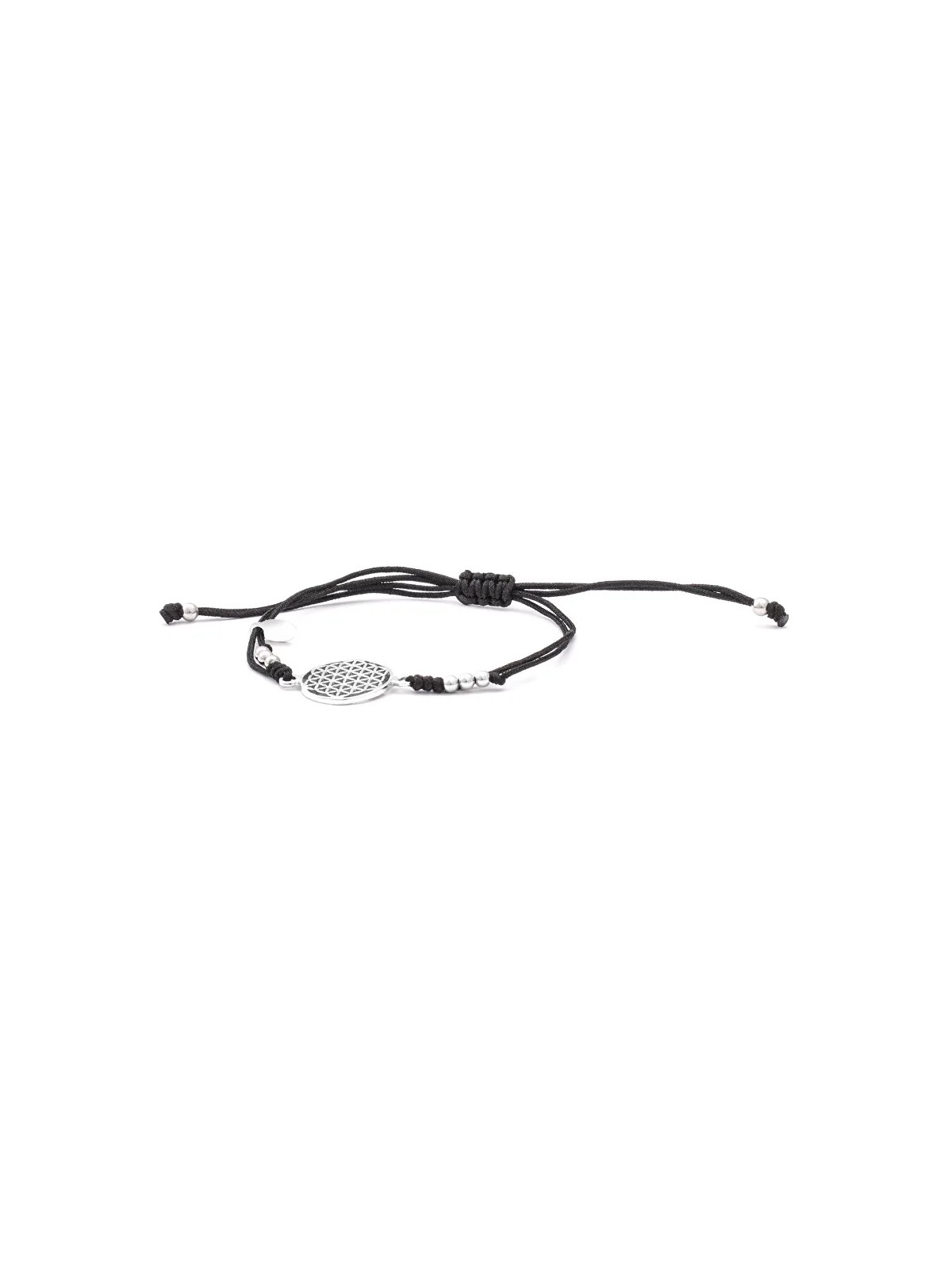 Beneto Exclusive Elegante braccialetto Kabala con cordino nero Mandala AGB560 unisex