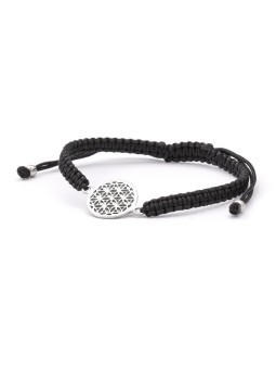 Beneto Exclusive Elegante braccialetto Kabala con cordino nero Mandala AGB564 unisex
