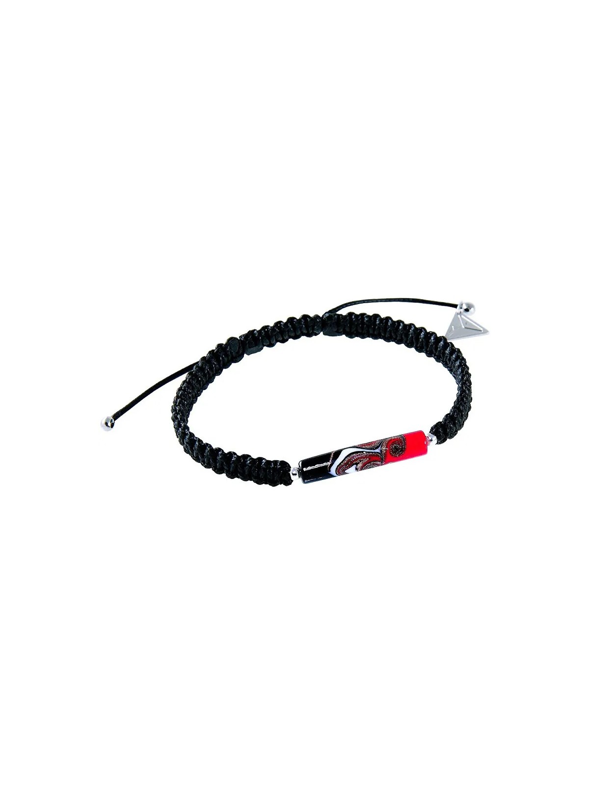 Lampglas Bracciale Shamballa Rosso Nero Partner con un'esclusiva perla Lampglas BSHX10 unisex