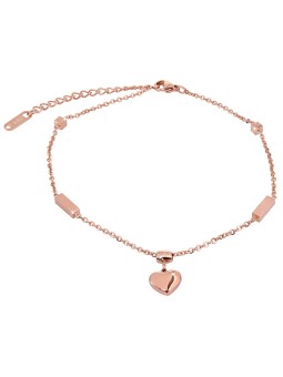 Troli Catena placcata oro rosa sulla gamba con un cuore donna