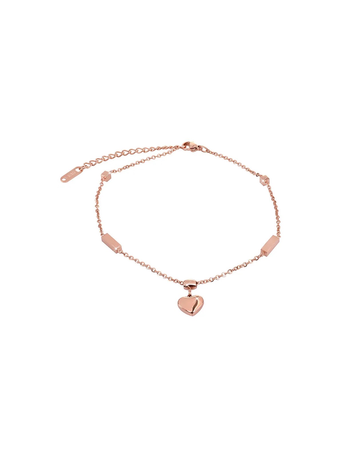 Troli Catena placcata oro rosa sulla gamba con un cuore donna