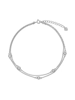 AGAIN Gioielli Cavigliera in argento con doppia zirconia cubica AJNH0001 donna