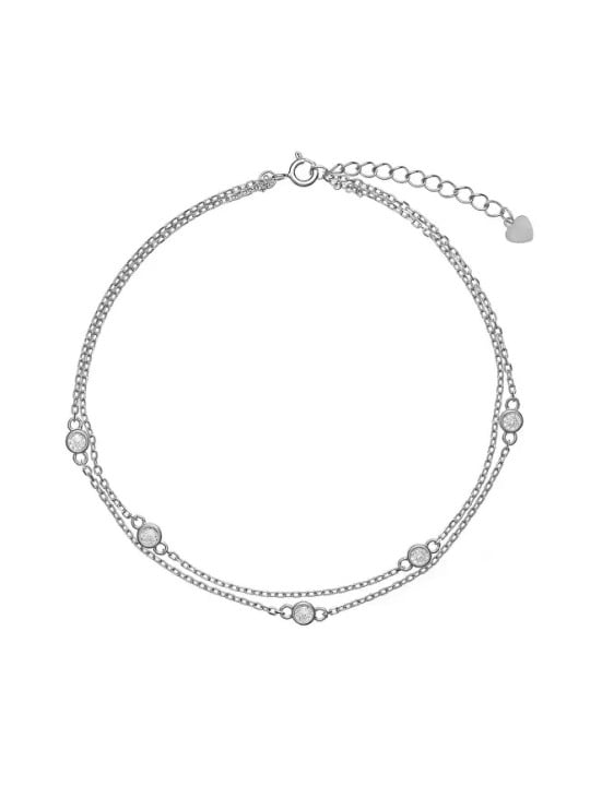 AGAIN Gioielli Cavigliera in argento con doppia zirconia cubica AJNH0001 donna