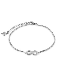 Troli Bracciale in acciaio con cristilla Infinity donna