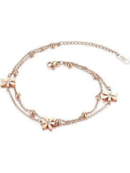 Troli Bracciale doppio in bronzo con fiori donna