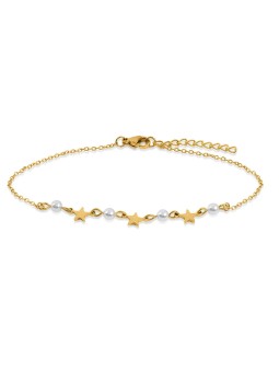 Troli Bracciale da gamba placcato oro giallo con perle e stelle donna