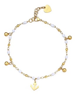 S'Agapõ Cavigliera con perline placcata oro Vibes SVB64 donna