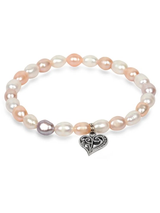 JwL Luxury Pearls Delicato bracciale in perle vere con cuore metallico JL0293 donna