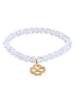 Troli Bracciale di perline in cristallo craquelé con trifoglio - Lunghezza: 18 cm donna