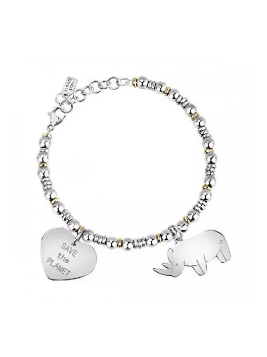 La Petite Story Bracciale in acciaio massiccio con pendenti Save the Planet LPS05ATA12 donna
