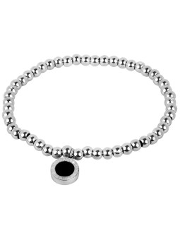 Troli Bracciale a sfere in acciaio con pendente bifacciale da donna