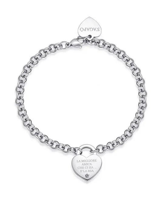 S'Agapõ Bellissimo bracciale dell'amicizia in acciaio con cuore Be My Always SBM80 donna