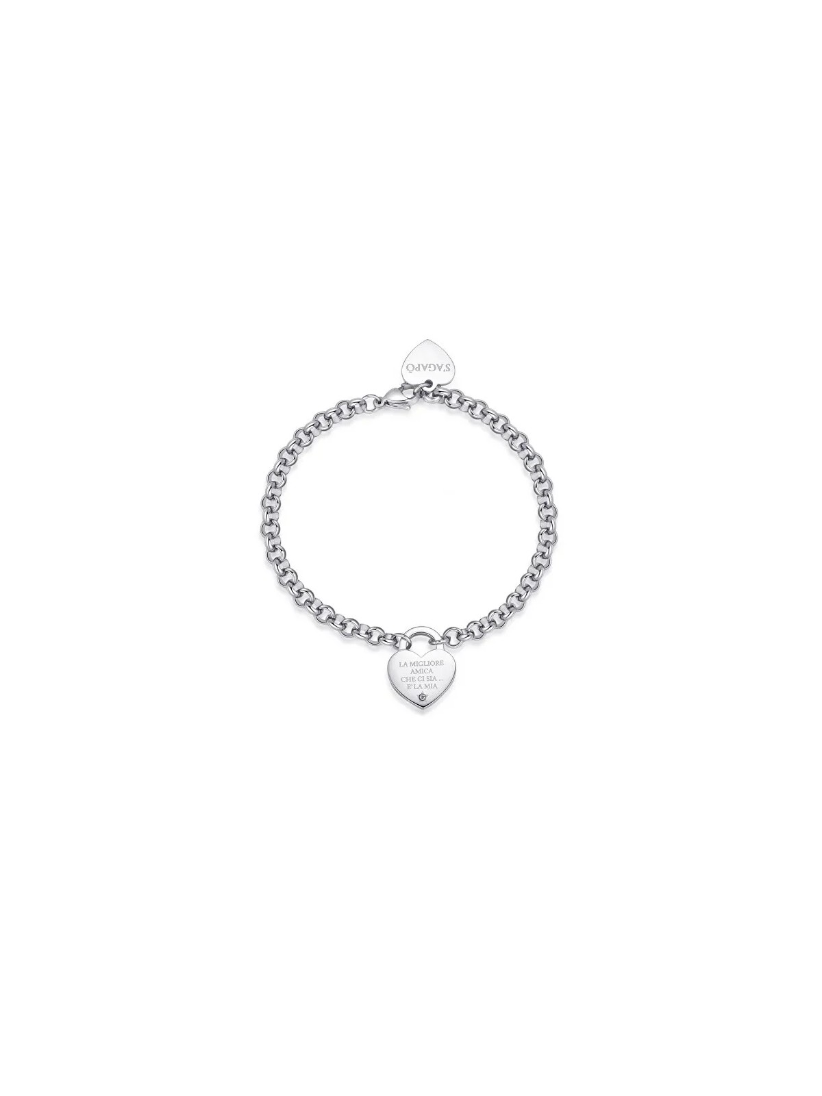 S'Agapõ Bellissimo bracciale dell'amicizia in acciaio con cuore Be My Always SBM80 donna