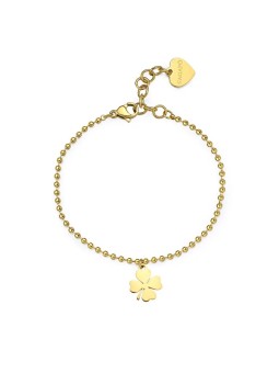 S'Agapõ Bracciale placcato oro popolare con quadrifoglio Smile SSM016 donna